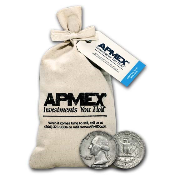 90% Silver Washington Quarters $100 Face Value Bag 90% Silver Washington Quarters $100 Face Value Bag